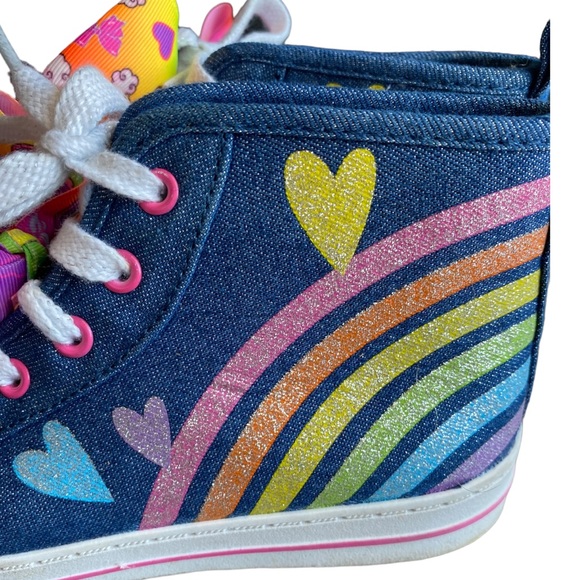 JoJo Siwa High Top Rainbow Denim Sneakers with Bow Size 1 Nickelodeon Girls - Picture 5 of 9